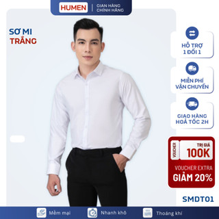 Áo sơ mi trắng dài tay nam chất lụa mềm thoáng khí không nhàu không nhăn chuẩn phom slimfit SMDT010