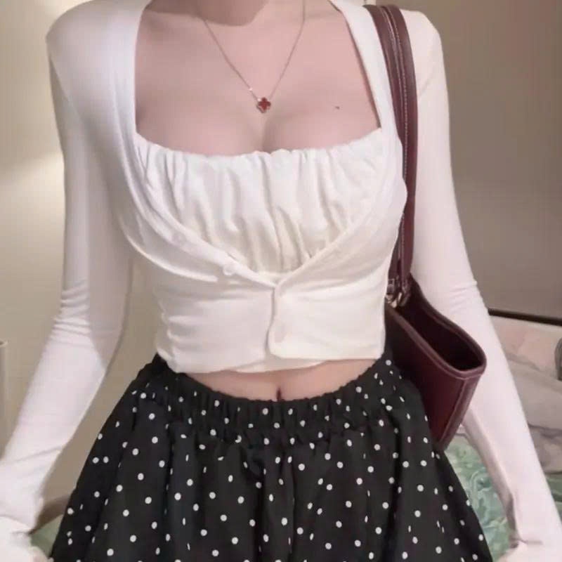 Xuongmaytini - Áo Khoác Cardigan 4 nút tay dài ôm body, ngắn hở eo_K9 | BigBuy360 - bigbuy360.vn