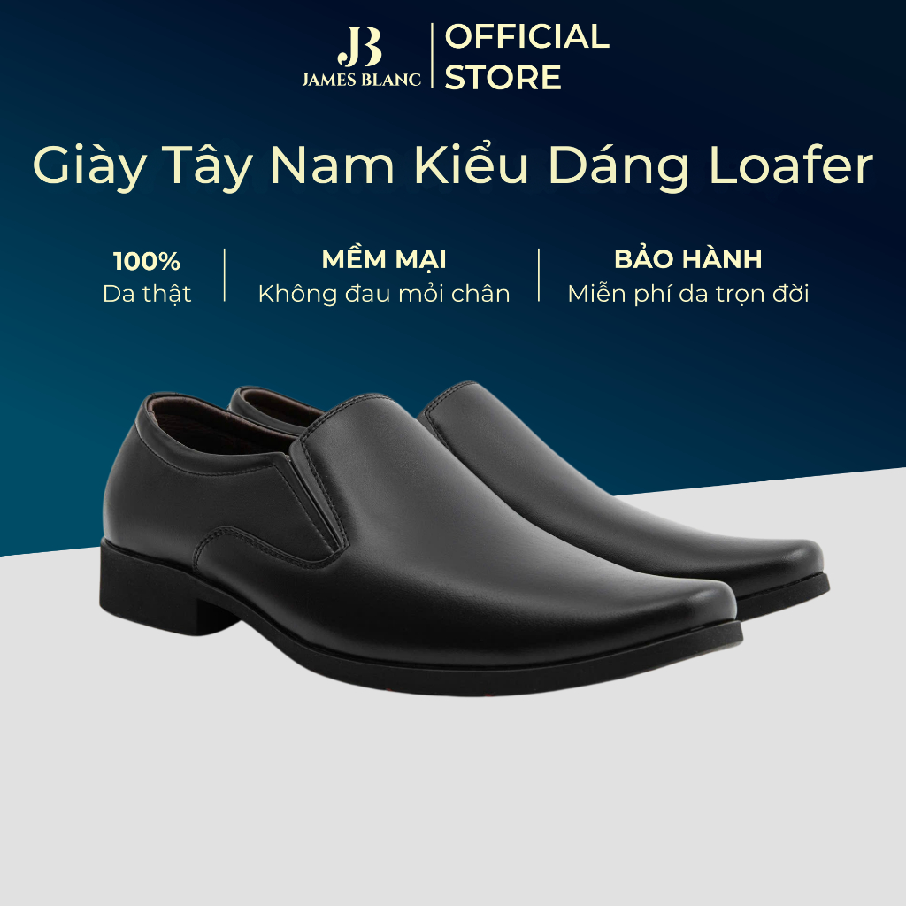 Giày Tây Nam G-597 JB JAMES BLANC Giày da bò cao cấp, chất da mềm mịn, giày lười tây