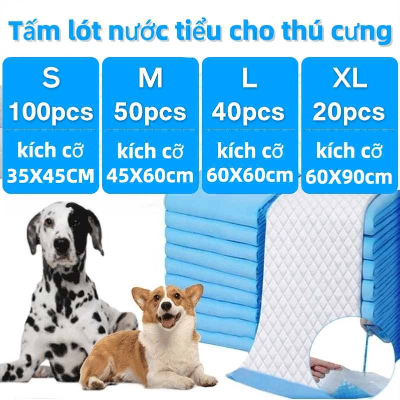 100 miếng Tả lót vệ sinh huấn luyện Chó mèo, SIZE S-M-L-XL,Miếng lót cho chó, mèo đi vệ sinh Tã Lót Vệ Sinh Cho Chó Mèo