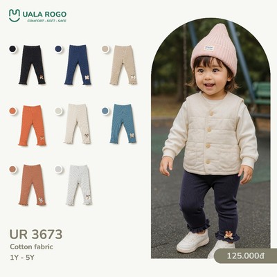 Quần Legging cho bé Ualarogo 1-5 tuổi vải Cotton ấm áp co giãn mềm mại thoáng khí 3673