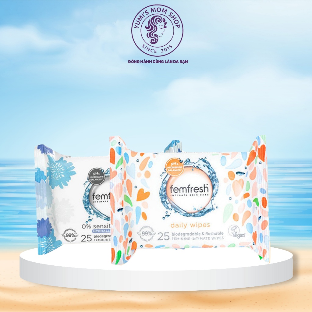 Khăn giấy ướt vệ sinh vùng kín phụ nữ cao cấp Femfresh Anh Quốc - 25 tờ/gói