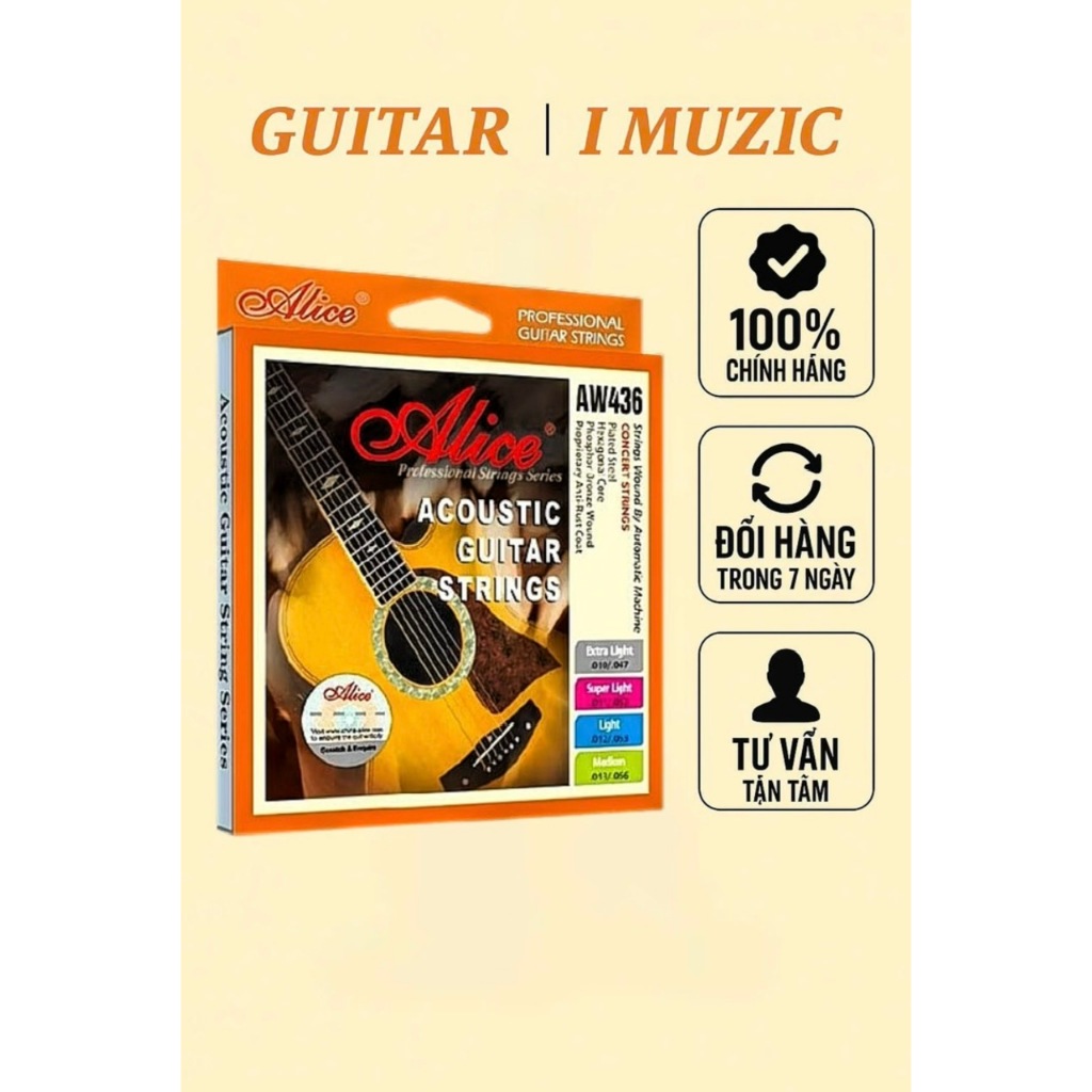 [Chính Hãng] Dây Đàn Guitar Acoustic Strings Alice  AW436