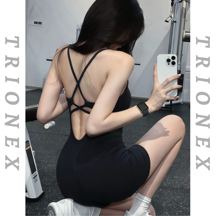 [K113-Loại đẹp] Jumpsuit Nữ Sang Chảnh TRIONEX Sẵn Mút, Set Thể Thao Nữ Liền Thân Tập Gym Yoga | BigBuy360 - bigbuy360.vn