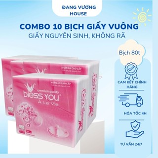 Combo 10 Gói Khăn Giấy Vuông Bless You Khổ Lớn 80 tờ