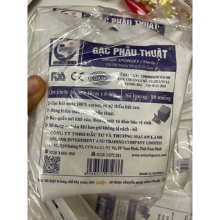 50 gói Gạc y tế phẫu thuật An Lành 10cm x 10cm x 6 lớp (10 miếng), vô trùng