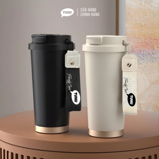 Ly giữ nhiệt khắc tên COFFEE 530ml, ly giữ nhiệt inox 316 kiểu dáng hiện đại có dây xách - TUHUHOUSE