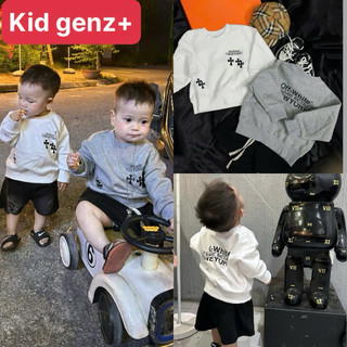 Áo nỉ cổ tròn chome off cho bé trai , áo sweater mùa đông trẻ em unisex , kid genz