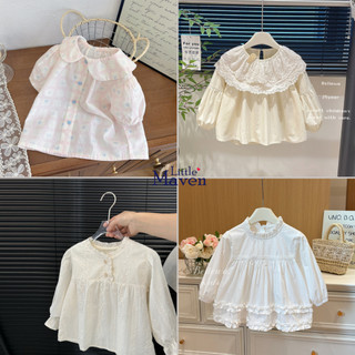  Áo sơ mi Little Maven cho bé gái áo ngắn tay bánh bèo họa tiết dễ thương cho bé gái 2-8 tuổi 