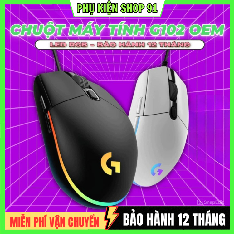 [G102] Chuột gaming chuột máy tính logitech G102 Led RGB 8000DPI ,Có Đèn Led Bảo Hành 12 Tháng