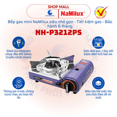 [HỎA TỐC] Bếp gas mini NaMilux NH-P3212PS - Nhỏ gọn, tiết kiệm gas - Hàng chính hãng