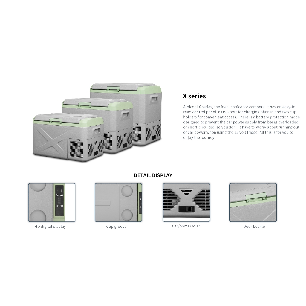 Alpicool X30L/40L/50L Car Home Dual-use Refrigerated 12v/24V220V tủ lạnh nhỏ trên ô tô cắm trại tủ lạnh ô tô XD có2 ngăn | BigBuy360 - bigbuy360.vn