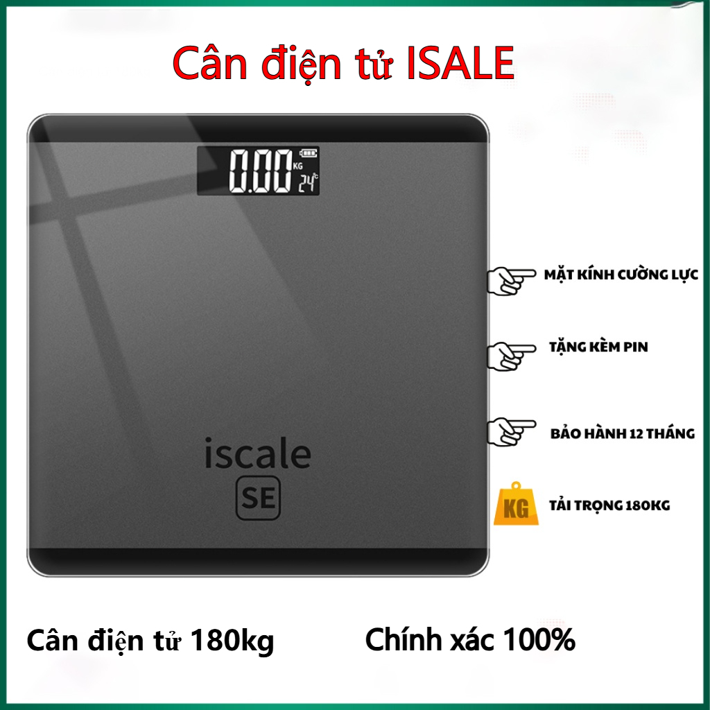 Cân Sức Khỏe Điện Tử Chính Hãng Dành Cho Gia Đình Tải Trọng 180kg Mặt Kính Cường Lực - Bảo Hành 12 Tháng