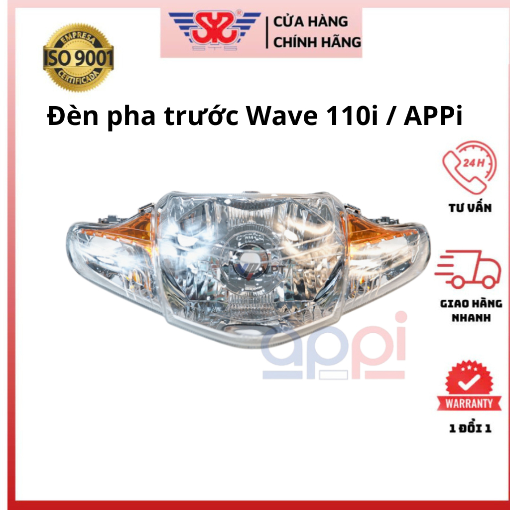 Pha đèn Wave | Choá đèn Wave 110i | Đèn lái trước Wave110i chính hãng APPi 33110-KWW