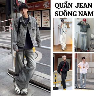  Quần Jean Nam FABUMAN ỐNG suông màu xám đen ống 28-30cm chất Jean dày dặn cạp cao bigsize 