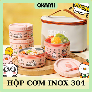  Hộp Cơm Trưa Văn Phòng Beerus OKAMI Siêu Xinh Lõi Inox 304 Kháng Khuẩn Quay Được Lò Vi Sóng Chống Tràn Cực Tốt 