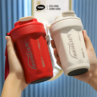  Ly giữ nhiệt khắc tên QICHONG 450ML có quai xách cốc giữ nhiệt nóng lạnh inox 316 cao cấp - TUHUHOUSE 