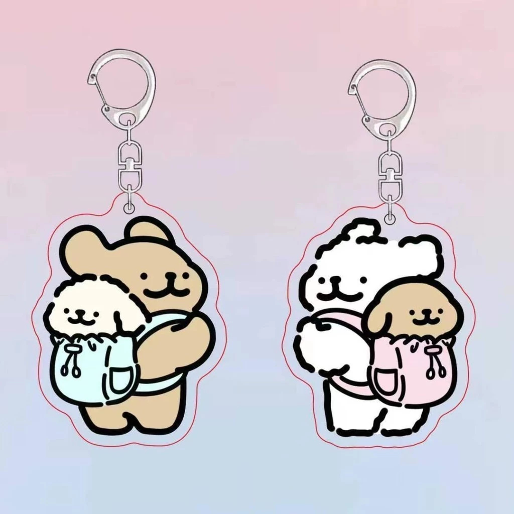 Móc Khoá Cặp Đôi Hình Chú Cún Đeo Cặp Dễ Thương Acrylic Cute, Keychain Cute Kawaii
