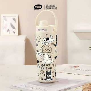  Ly giữ nhiệt Simple 735ml có ống hút thuỷ tinh cốc giữ nhiệt Simple inox316 lót gốm cao cấp - TUHUHOUSE 