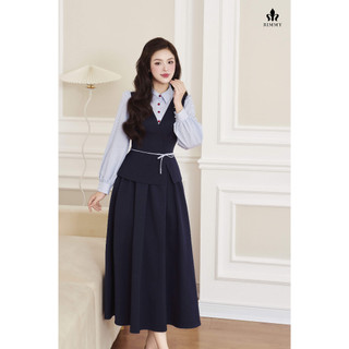  Della Váy Đầm Dáng Dài Tuytsi Phối Cotton Cao Cấp Thanh Lịch Sang Trọng Thời Trang Thiết Kế Rimmy 