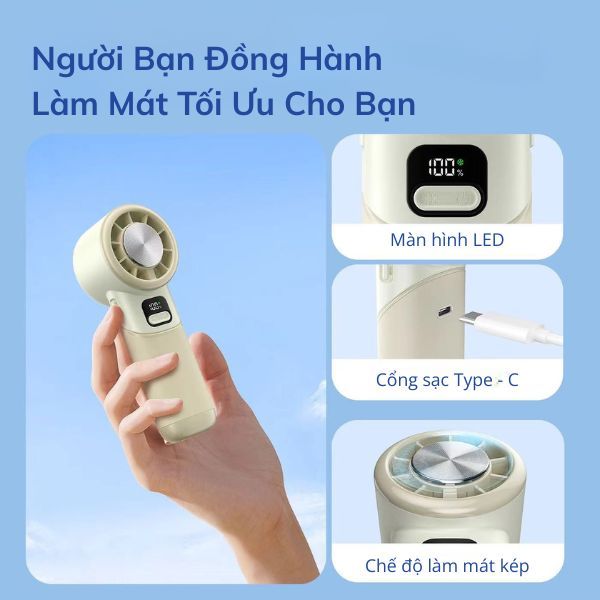 Quạt Cầm Tay Mini AOSIMAX Foldable Ice Cooling F802 3600mAh, Thời Gian Sử Dụng Đến 12H | BigBuy360 - bigbuy360.vn