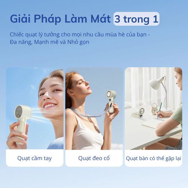 Quạt Cầm Tay Mini AOSIMAX Foldable Ice Cooling F802 3600mAh, Thời Gian Sử Dụng Đến 12H | BigBuy360 - bigbuy360.vn