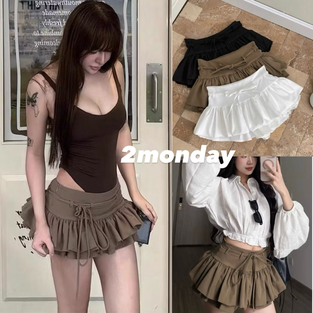 [VIDEO/ LOẠI 1] CHÂN VÁY KAKI TẦNG Y2K HÁCH DÁNG DÁNG XÒE CÓ LÓT QUẦN 4 MÀU KÈM DÂY ĐAI 2MONDAY CV16