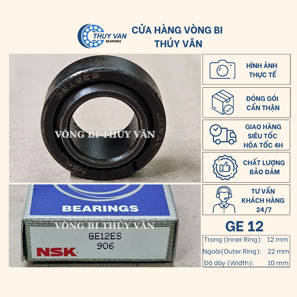 Vòng bi bạc đạn mắt trâu, cầu, xuyên tâm GE 12 15 20 25 30 35 40 45 ES (NS)