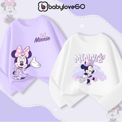 Áo thu đông dài tay cho bé gái BabyloveGO áo Disney chất thun cotton mềm mịn thoáng mát cho bé 1-10 tuổi
