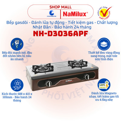 [HỎA TỐC] Bếp Gas Đôi Namilux NH-D3036APF - Sang Trọng, Tiết Kiệm, An Toàn Cho Mọi Nhà! Chính Hãng 100%