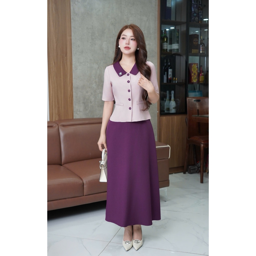 Váy nữ công sở thiết kế , set bộ nữ công sở thiết kế áo kèm chân váy cao cấp Emvy Fashion S169