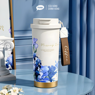  Ly giữ nhiệt FLOWER 500ml có quai xách cốc nước giữ nhiệt nóng lạnh inox 316 lót gốm cao cấp - TUHUHOUSE 