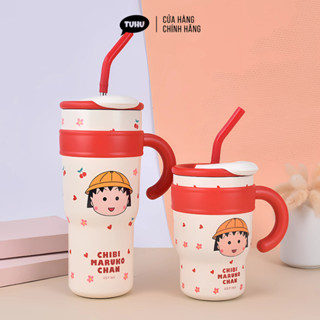  Ly giữ nhiệt Maruko 700ml có tay cầm cốc nước giữ nhiệt nóng lạnh inox 316 cao cấp có ống hút - TUHUHOUSE 