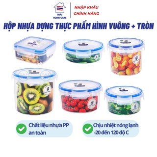  Hộp Nhựa Đựng Thực Phẩm Double Lock Hình Vuông Hình Tròn - Bảo Quản Đồ Ăn Tươi Lâu Chống Tràn Hàng Nhập Khẩu Thái Lan 