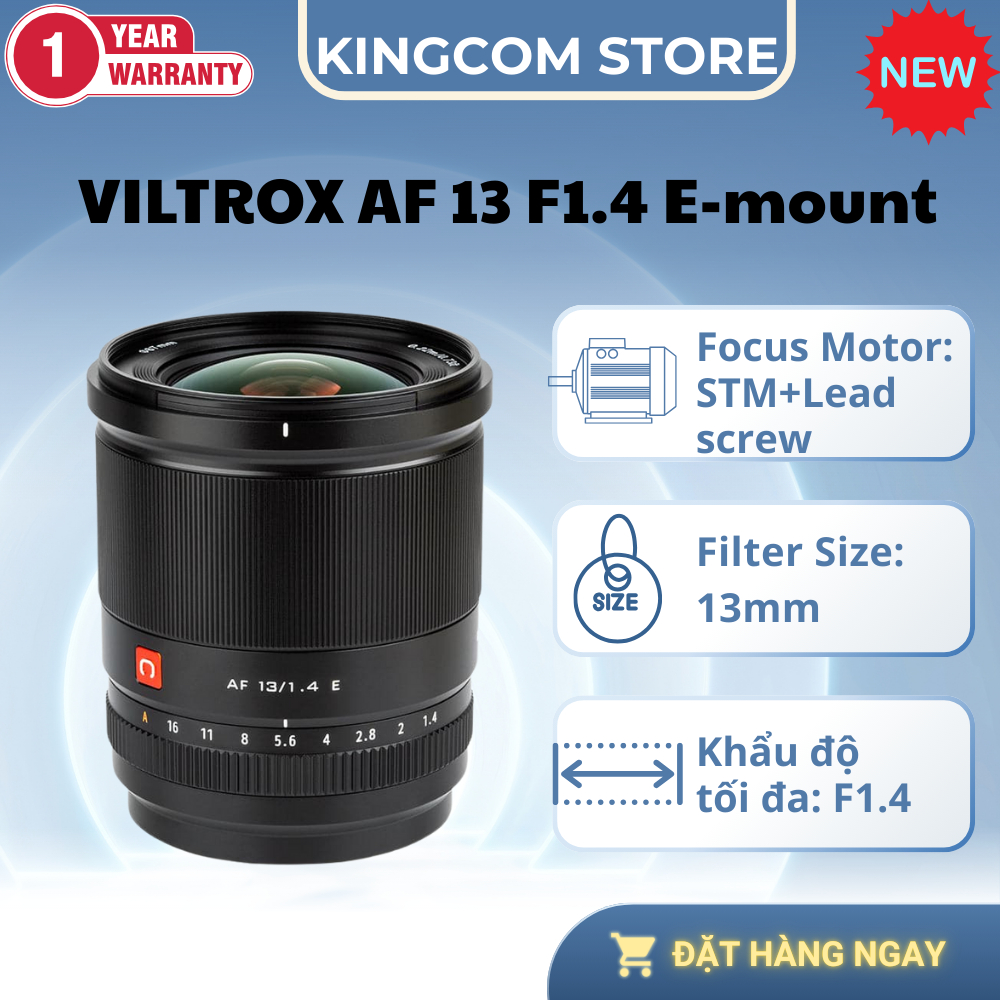 Ống Kính VILTROX Auto Focus 13mm F1.4 E-mount APS-C Ultra-Wide Angle Prime Lens Cho Sony - Hàng Chín