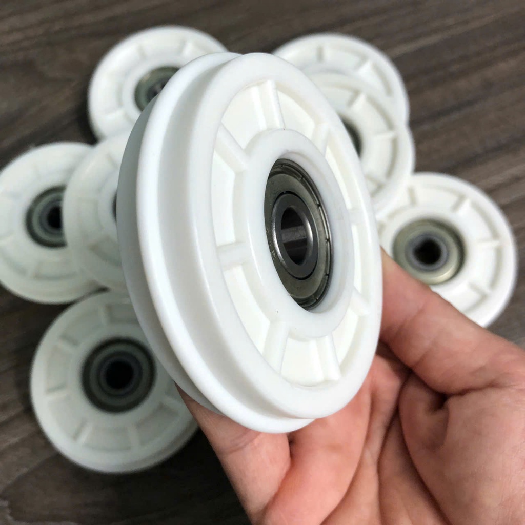 Bánh xe cửa lùa, Bánh xe kệ gạch cho ray lùa ÂM Phi 82mm vòng bi 6301 chịu tải lớn chống mài mòn