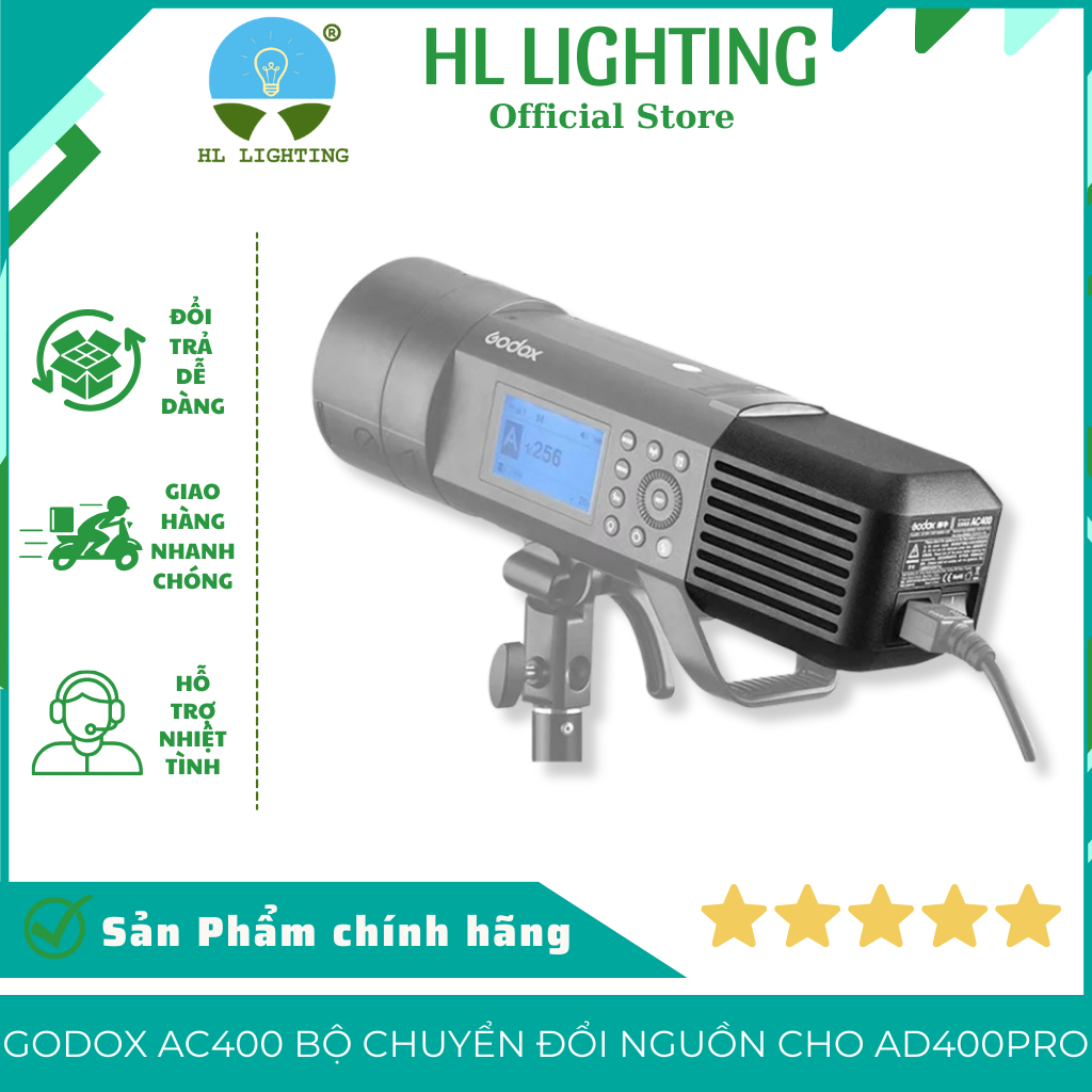 Godox AC400 Bộ Chuyển Đổi Nguồn Cho AD400Pro – AC 100–240V, 24.5V DC HL Lighting