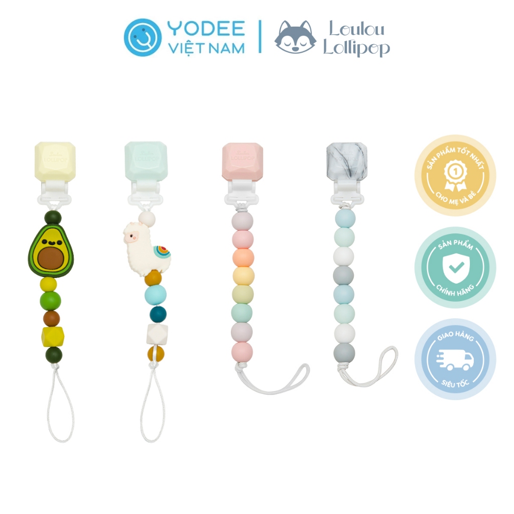 Loulou Lollipop Dây đeo núm ti silicone mềm mại, an toàn cho bé, phù hợp với mọi loại núm ti