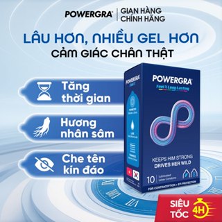 Bao cao su Powergra Feel X - Siêu mỏng, tăng thời gian, hương nhân sâm - Hộp 10 cái