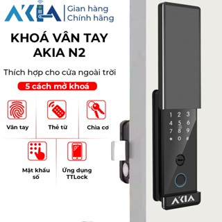 Khóa vân tay cửa cổng AKIA N2 - Chống nước IP67 cho Cửa sắt, Nắp che nhôm CNC, Nhiều cách mở khóa, app TTLock, BH 2 Năm
