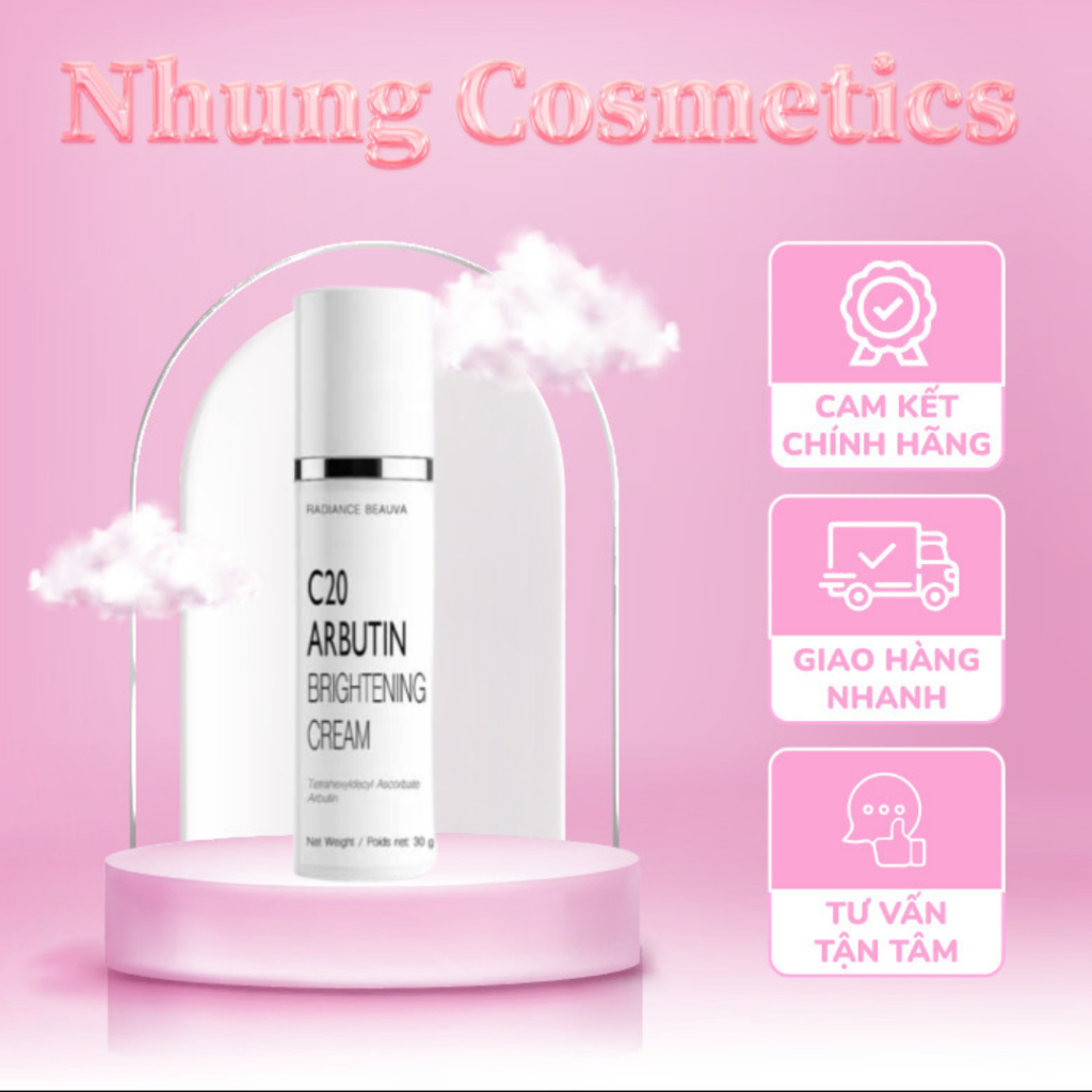 (Hàng công ty) Kem C20 Arbutin Brightening Cream Radiane Beauva 30ml dưỡng trắng và làm sáng da