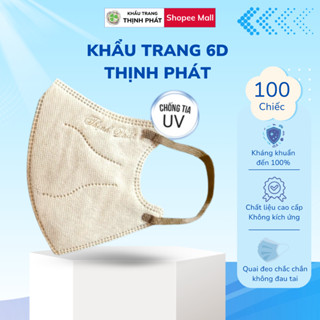  100 Chiếc Khẩu Trang Thịnh Phát 6D 3 lớp kháng khuẩn quai đeo thun mềm mại chống nắng chống tia UV 