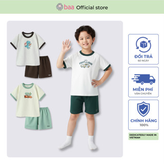 Đồ Bộ Ngắn Tay Bé Trai Thun Cotton Spandex Thoáng Mát, Mềm Mịn (1-10 Tuổi) Baababy DB04N