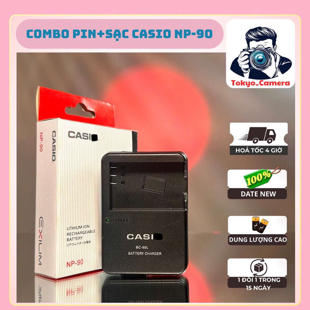 Bộ Sạc Pin Casio NP-90 ( Combo Hãng )dùng cho Casio Exilim EX-H10, Casio Exilim EX-H15, Casio Exilim