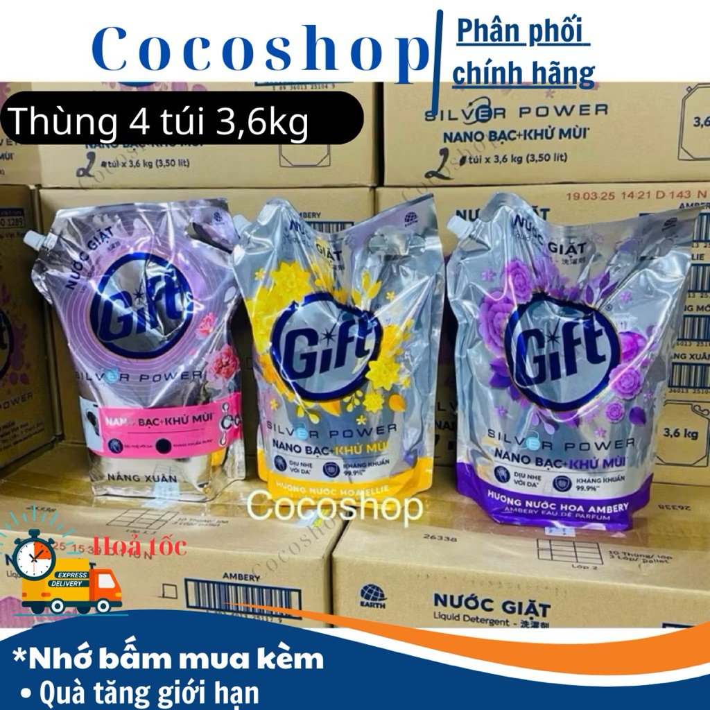 Nước giặt Gift hương nước Hoa 3,6Kg sạch sâu/ thơm lâu