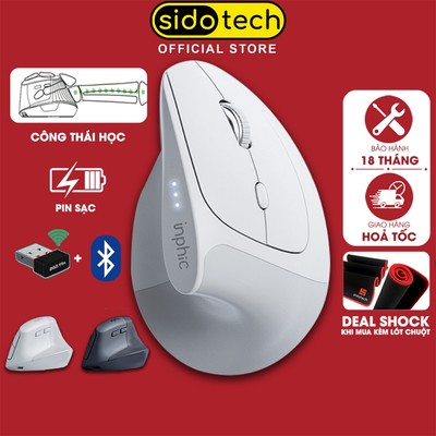 Chuột không dây công thái học SIDOTECH INPHIC X9 sạc pin bluetooth silent chống ồn Vertical Mouse wireless 2.4g máy tính