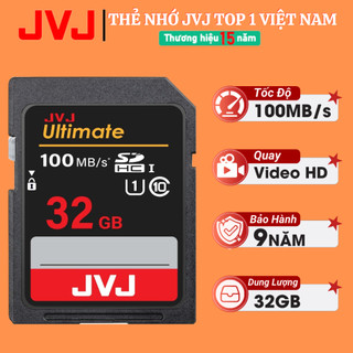  Thẻ Nhớ SD 32GB JVJ Ultimate Class 10 -Chuyên Dụng Cho Máy Ảnh Máy Tính -Tốc Độ Lên Đến 100Mb s -Bảo Hành 9 Năm 1 Đổi 1 