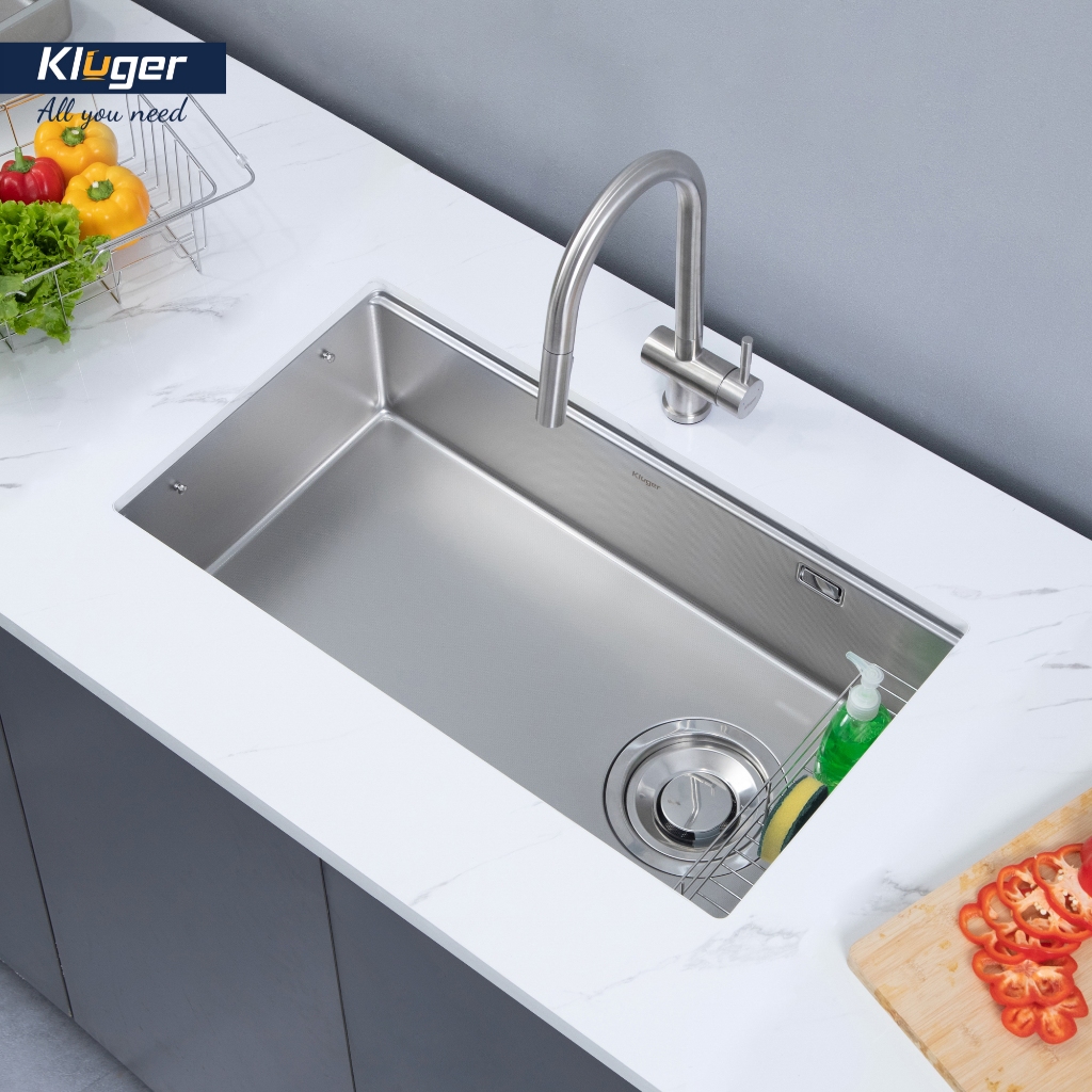 Chậu rửa bát Kluger KY8045FS – S80, Bề mặt: LINEN dập nổi thế hệ mới Chất liệu: POSCO 304