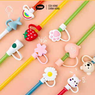 Nắp đậy ống hút silicon 3D hoạt hình dễ thương, straw topper nút đậy ống hút chống bụi nhiều màu – TUHUHOUSE