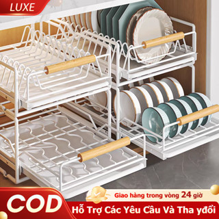  LUXE Giá đựng bát đĩa ray trượt Giá Lưu Trữ Bát Đĩa Kéo Ra Đượ Kệ úp bát đĩa Đa Năng 